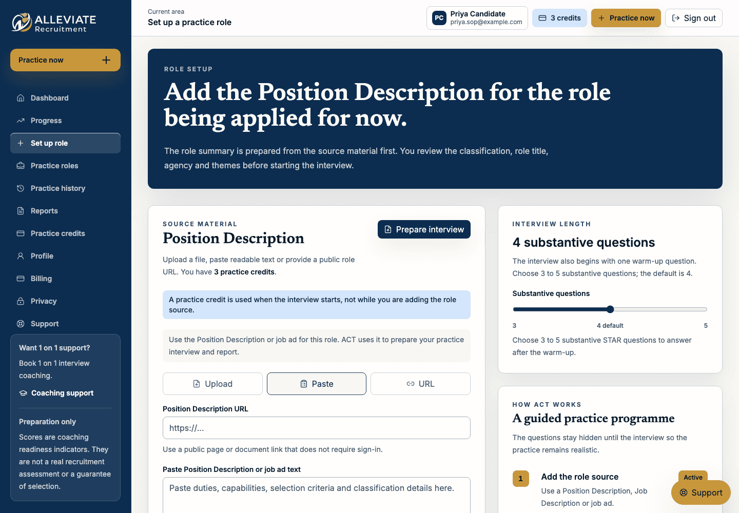 Role setup URL option for a public role page or document.